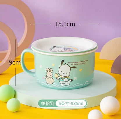 Pochacco Dining Ceramic Bowl with a Cover 6"