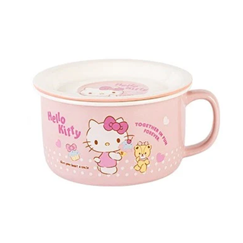 Hello Kitty Dining Ceramic Bowl with a Cover 6"