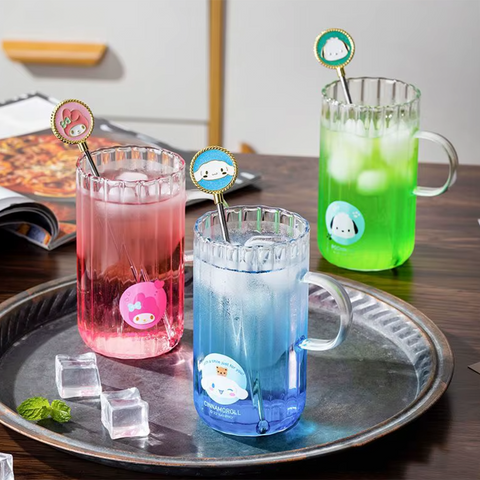 Sanrio Tall Ribbed Glass Cup My Melody 5"