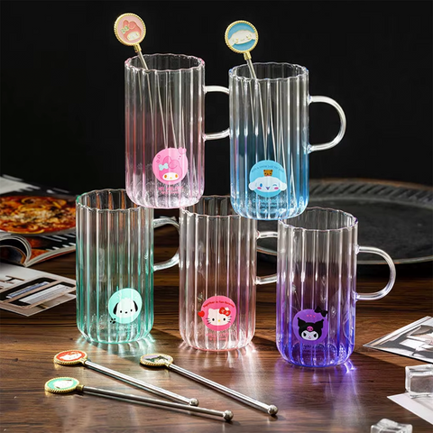 Sanrio Tall Ribbed Glass Cup My Melody 5"