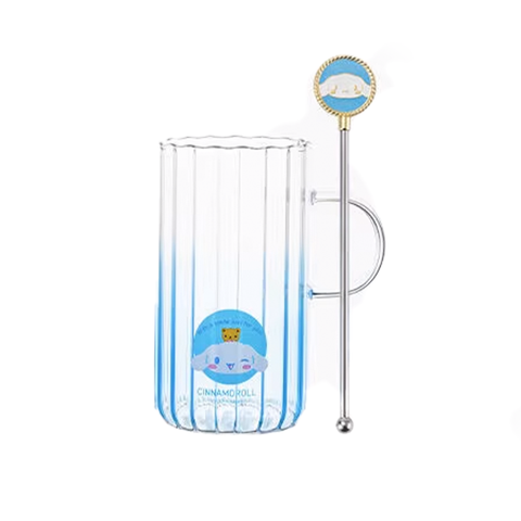 Sanrio Tall Ribbed Glass Cup Cinnamoroll 5"