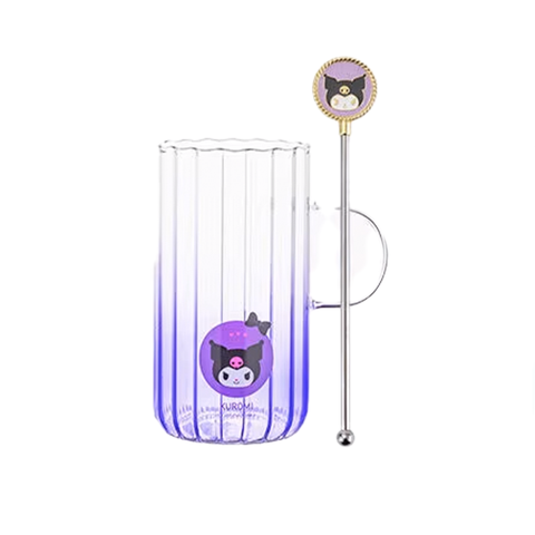 Sanrio Tall Ribbed Glass Cup Kuromi 5"