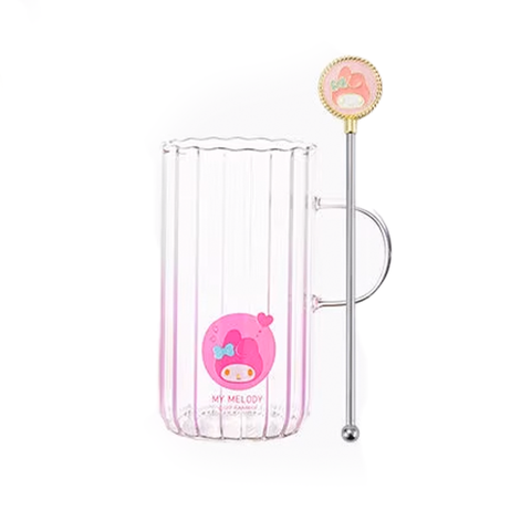 Sanrio Tall Ribbed Glass Cup My Melody 5"