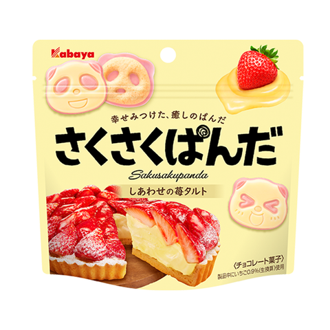 Kabaya Sakusaku Panda Strawberry Tart Flavored Cookies 47g
