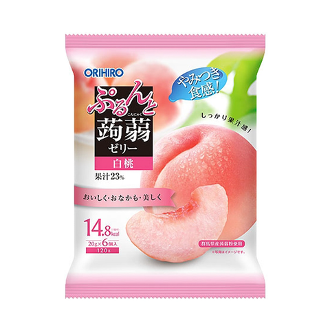 Orihiro Konnyaku Jelly Pouch with White Peach Flavor, 6pcs