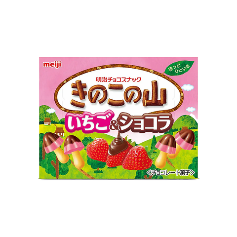 Meji Kinoko No Yama Strawberry Chocolate Cookies