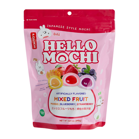 POCAS Hello Mochi Mixed Fruit Mango Blueberry Strawberry Flavor 240g